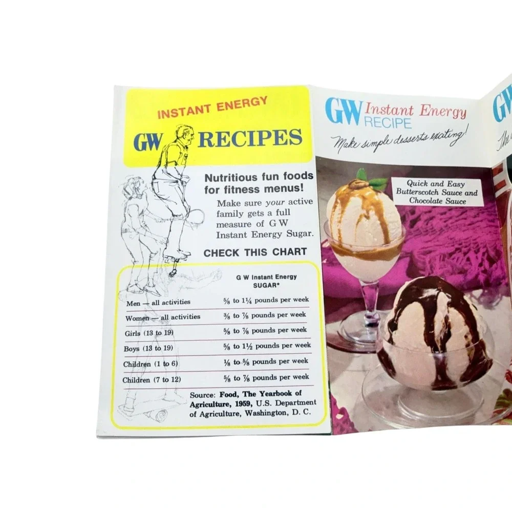 GW Sugar Fold-Out Recipe Pamphlets 1960s Multi-Color Instant Energy Set of 4